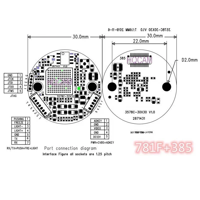 

2026 Size 30MM Signal Board EN778+IMX385 60Fps AWB SDI CVBS Camera Module Endoscope Medical Gambling House Industrial Test