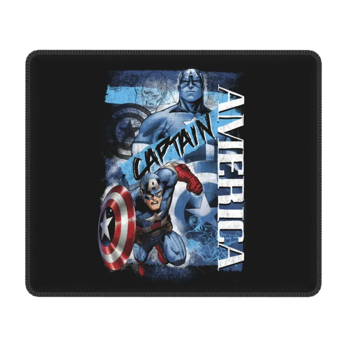 Custom Captain America Soldier Collage Mouse Pad with Locking Edge Gamer Mousepad Non-Slip Rubber Base Office Desktop Mat