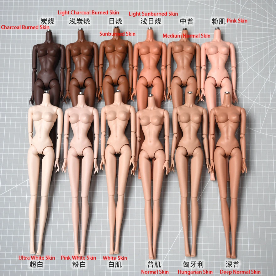 Fashion Babi Doll Body Toy 12 Skin Tones Joints Movable With Replacement Big Boobs 1/6 Body Parts Removable For Supermodel Doll
