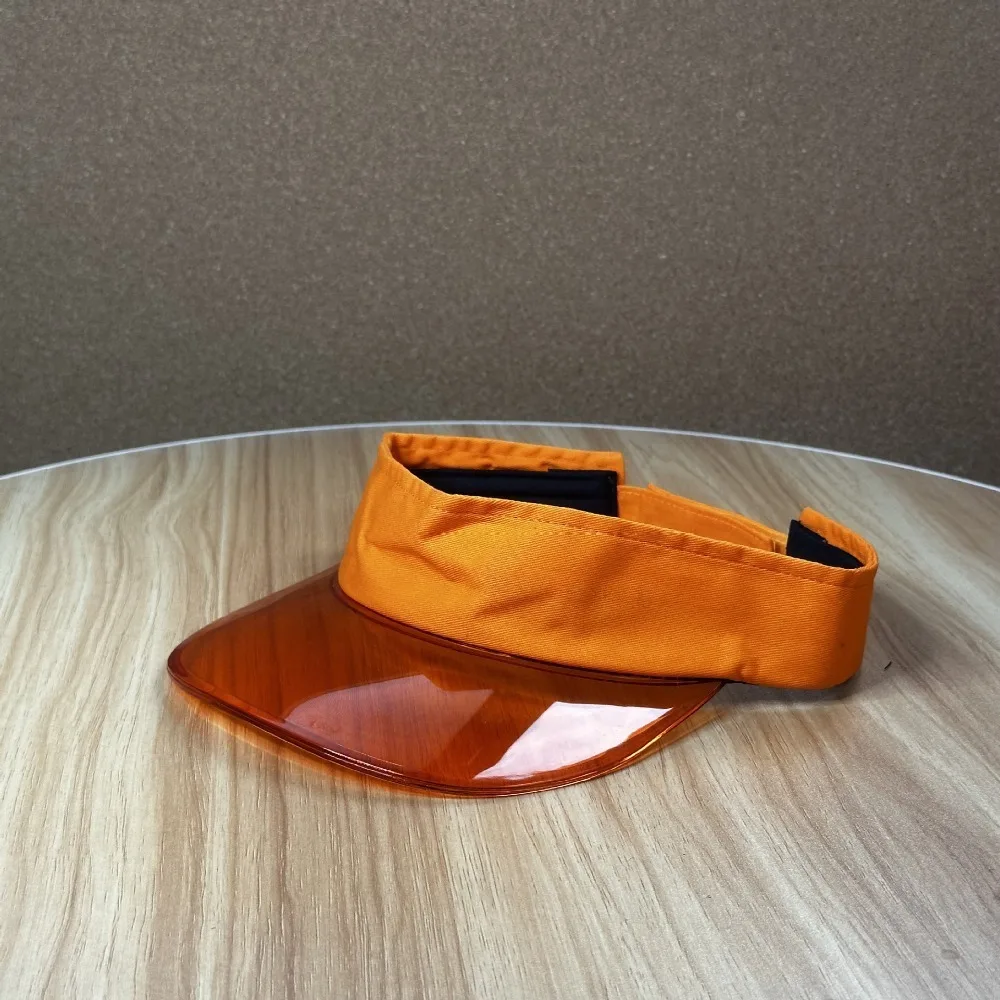 

Fashion UV Protection Leopard Print Visor Cap Solid Color Cool Transparent Hollow Hat Sunscreen Adjustable Sun Hat Unisex