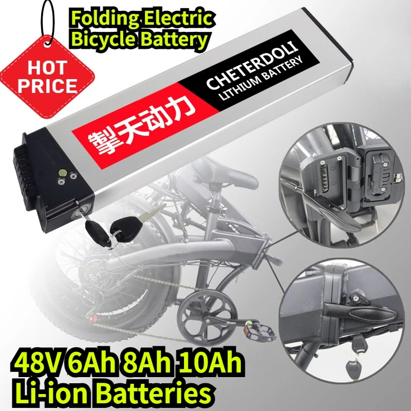 Folding Electric Bicycle Battery 48V 6Ah 8Ah 10Ah Li-ion Batteries Rechargable for Folding Ebike 500W 750W 18650 Batterie Pack