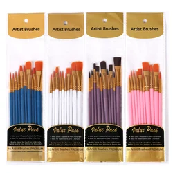 10 adet tam Set naylon saç sanatçı boya fırçası profesyonel yağ suluboya akrilik boyama fırçalar öğrenme Diy sanat malzemeleri