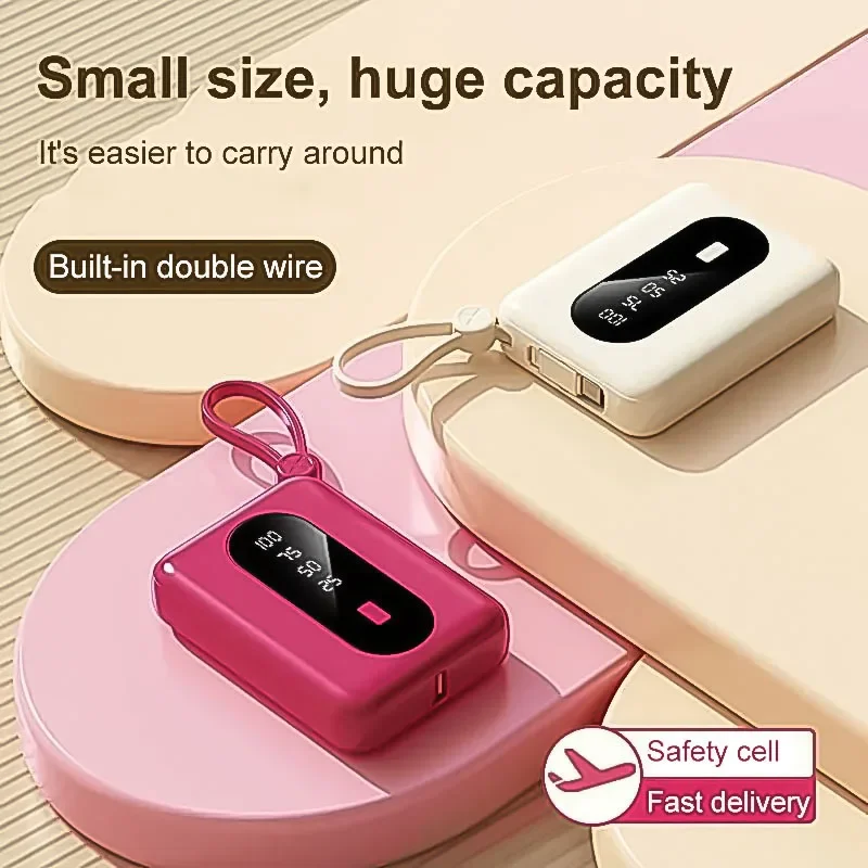 

72W Fast Charge Mobile Battery Power Bank 20000Mah Portable Built in Cables Power Supply High Speed for iPhone Samsung Xiaomi