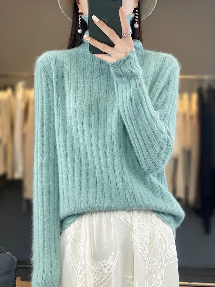 100% Mink Cashmere Sweater Female Basic Long Sleeve Pullover Autumn Winter Turtleneck Cashmere Women Knitted Clothing Tops