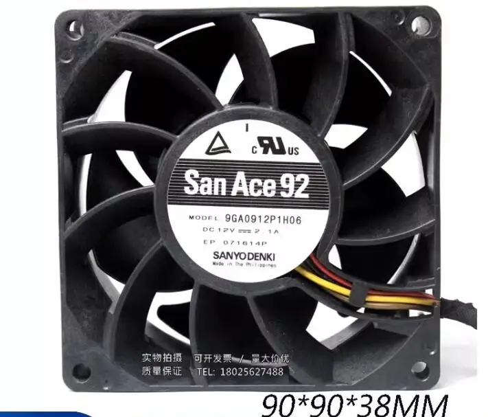 

Ltsf For SANYO DENKI 9GA0912P1H06 DC 12V 2.1A 90x90x38mm 4-Wire Server Cooling Fan 9cm
