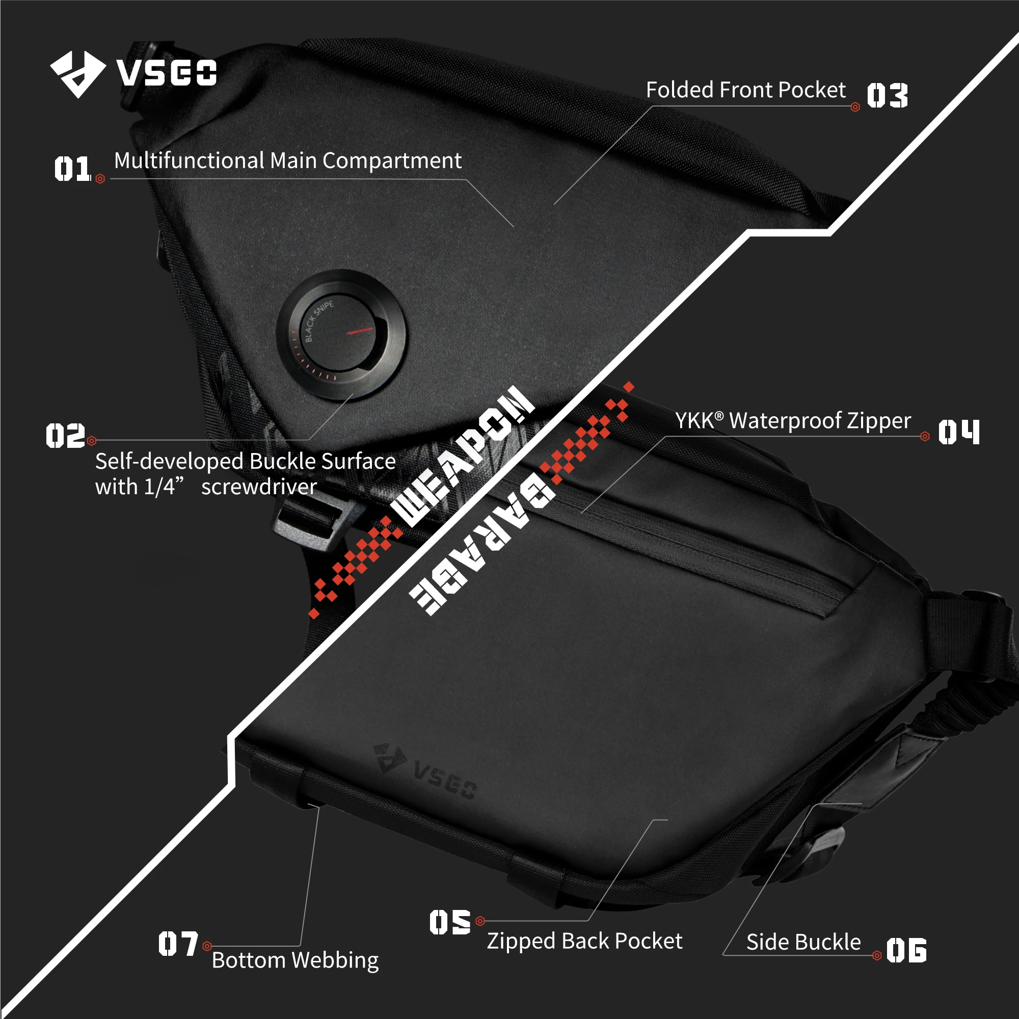 VSGO Professional Photography Bag Sling Chest Crossbody Bags for Men Women, Micro SLR Digital Camera Switch UAV Photographic Equ