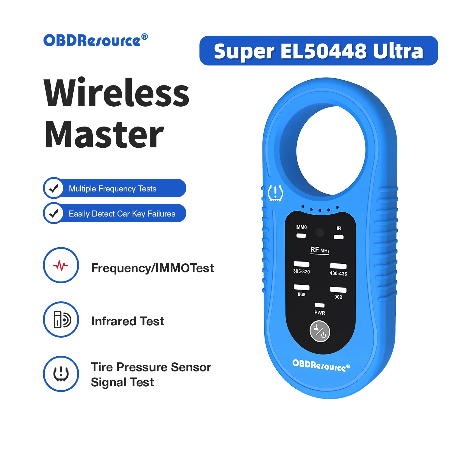 

Super EL50448 Ultra Frequency Test, Car TPMS Reset Tool, 5 in 1 Test with 315MHz 433MHz 868MHz 902MHz & Infrared Signal Receiver