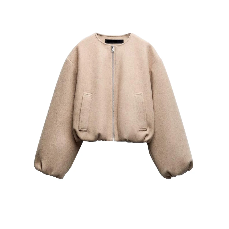 เสื้อโค้ทผ้าโพลีเอสเตอร์ทรงหลวมสไตล์นักบิน แขนยาว แต่งกระดุม ดีไซน์ใหม่รับฤดูใบไม้ผลิ เนื้อผ้านุ่ม สวมใส่สบาย