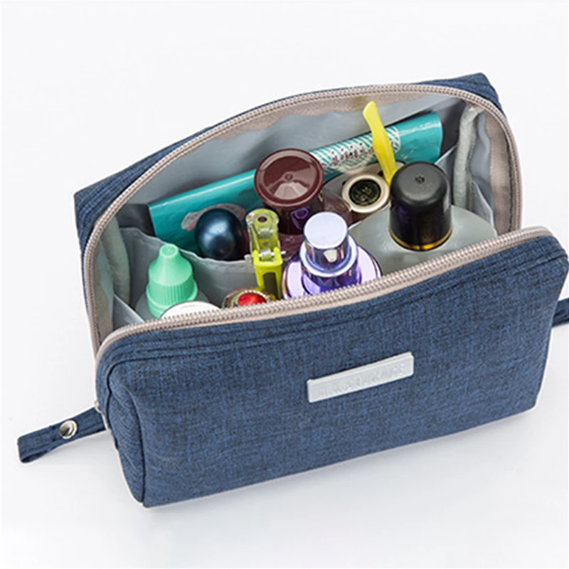 Women Cosmetic Bag Waterproof Solid Color Small Makeup Pouch Travel Wash Toiletry Storage Bag Multifunctional Organizer Purse