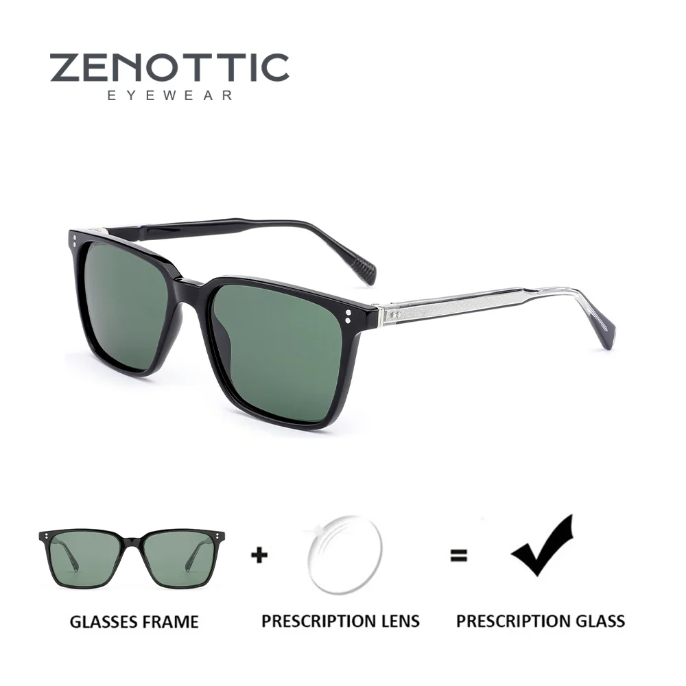 

ZENOTTIC Retro Square Myopia Prescription Sunglasses Men Handmade Acetate Uv400 Polarized Corrective Sun Glasses