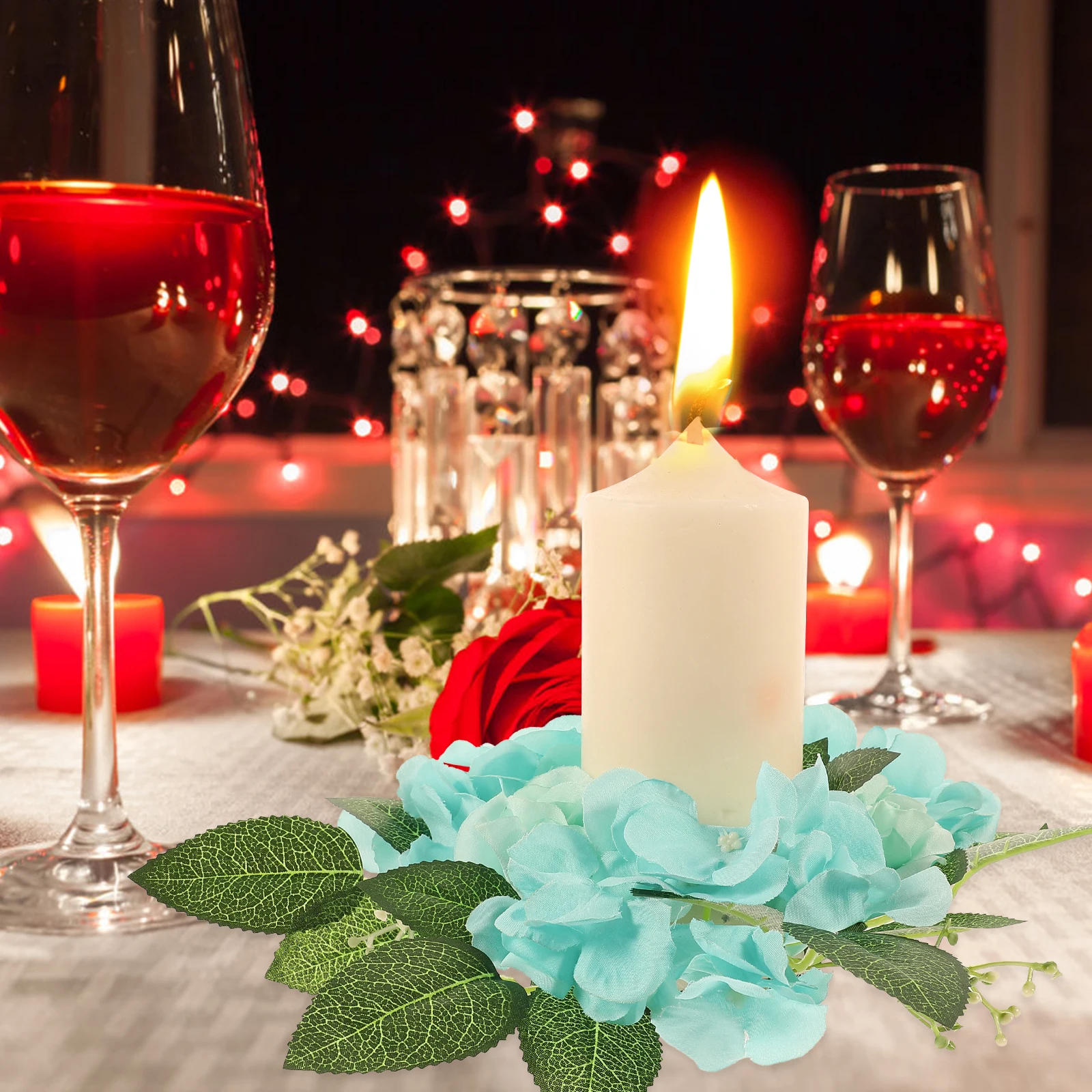 

Artificial Rose Hydrangea Ring Premium Material Decorative Table Wreath Wedding Party Decoration Floral Rings