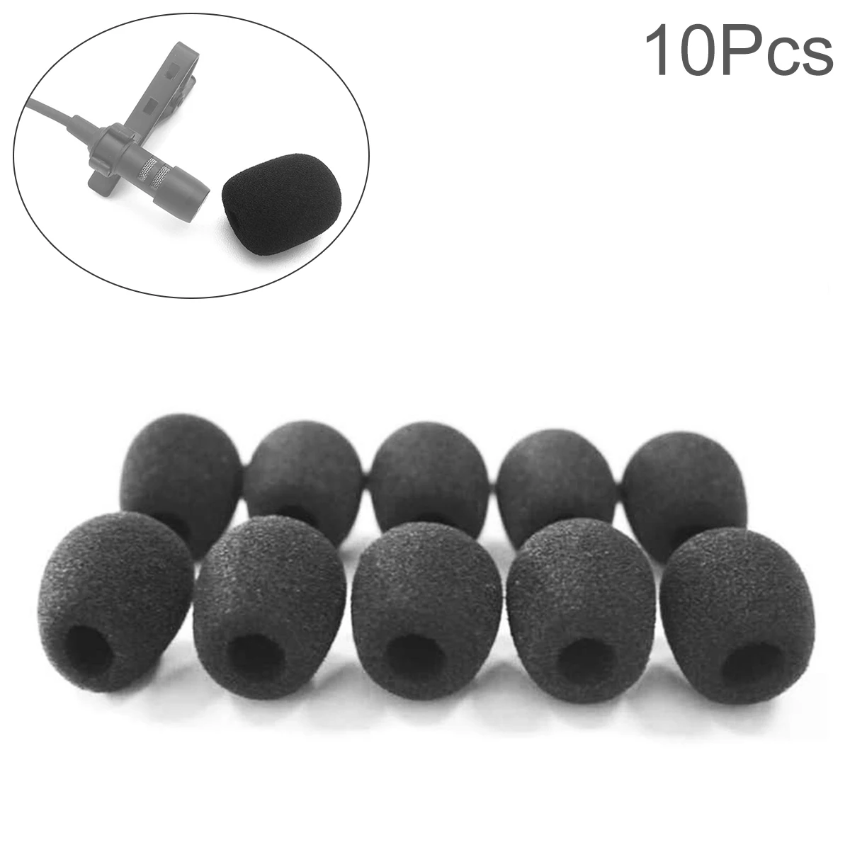 10 قطع من الزجاج الأمامي الرغوي الأسود لميكروفون سماعة الرأس/حماية ميكروفونات Lavalier، أغطية ميكروفون عالية الكثافة