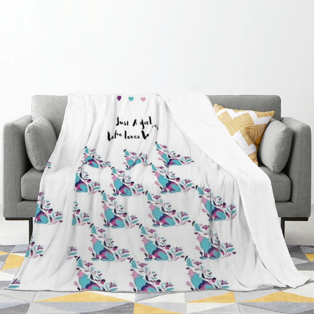 Just A Girl Who Loves Wolves blankets Warm Flange blankets Soft and comfortable blanket picnic blanket