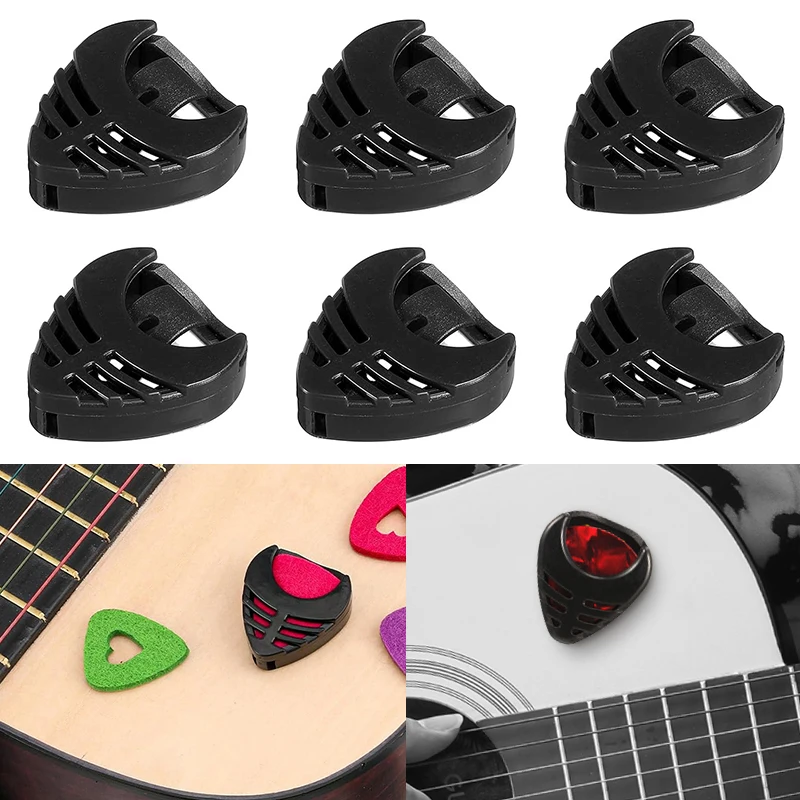 10Pcs Guitar Pick Holder Stick-On Plastic Guitar Pick Case with Adhesive Back for Bass Ukulele Acoustic Guitar Accessories