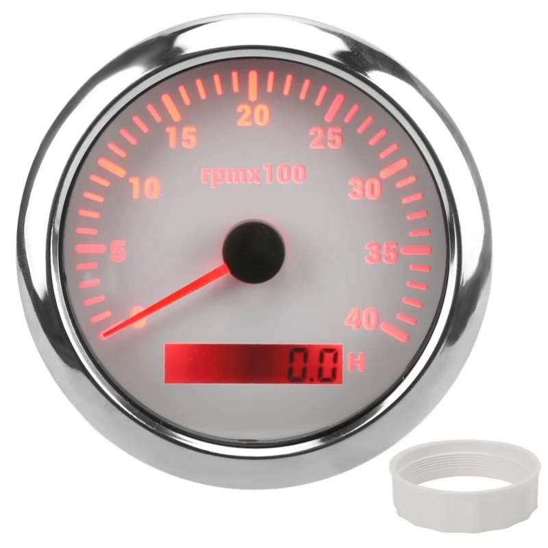 

85mm Tachometer Gauge 4000RPM IP67 Waterproof With 7 Color Backlight For Car Boat RV YachtWhite