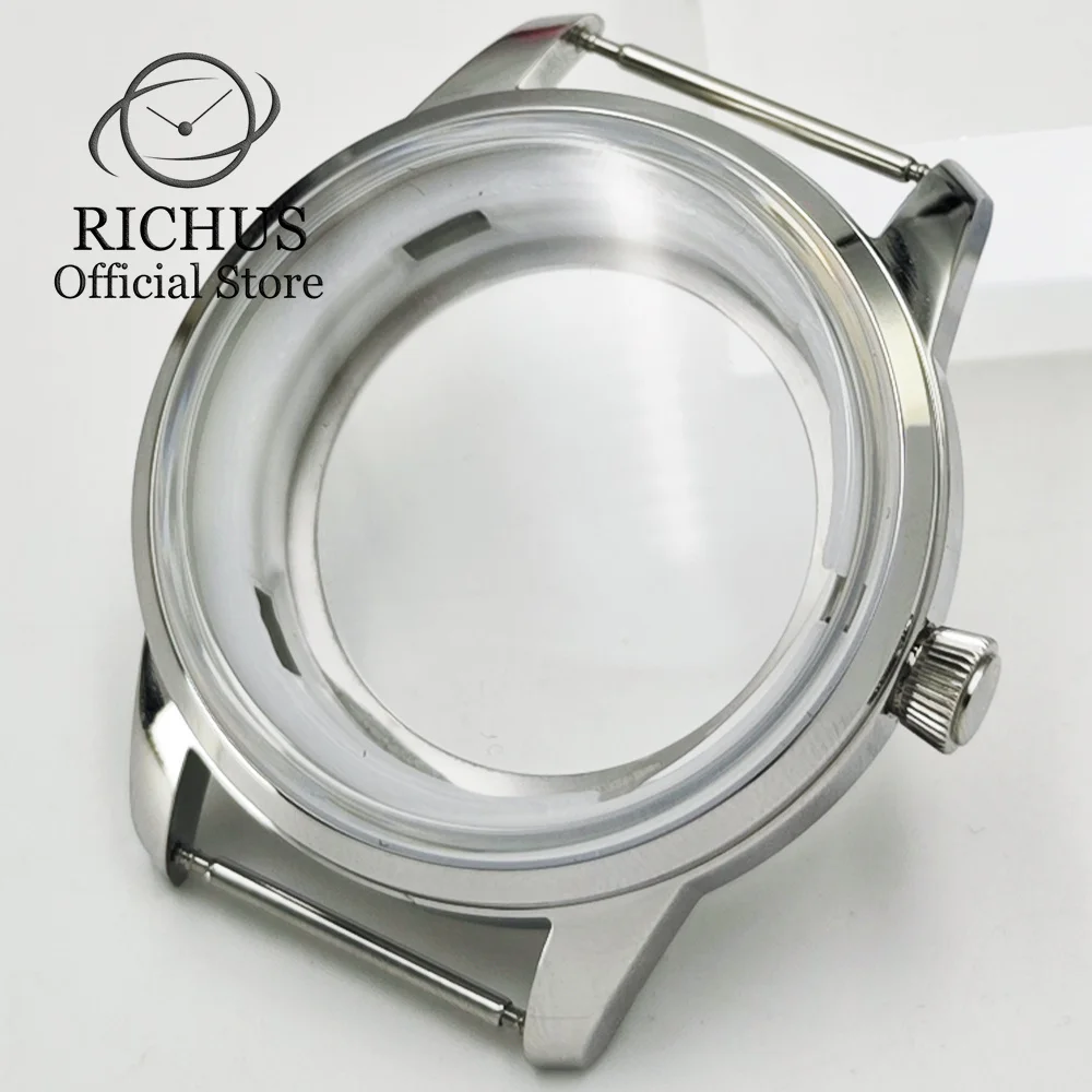 

RICHUS NH35 40mm Silver Stainless Steel Watch Case Accessories Bubble Dome Glasss fit NH34 NH35 NH36 NH38 Movement