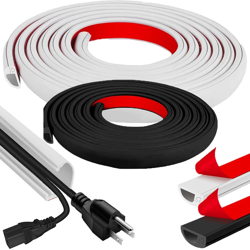 2/3Meter Cord Management Channel Invisible Decorative Wire Cover Anti-Step Protector Adhesive Soft Cable Raceway With Cap