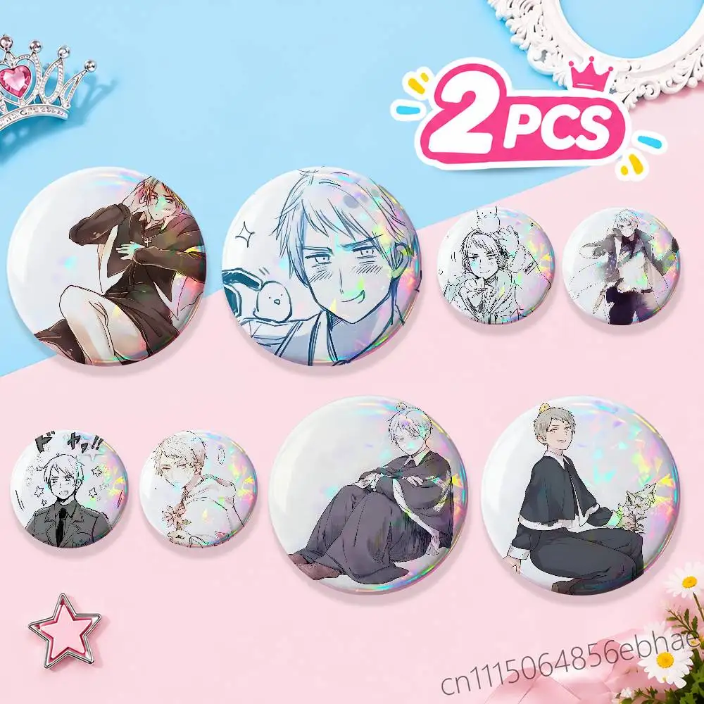 FOR Matthew Hetalia APH 2Pcs Round Badge Set Button Brooch Pin, Anime Game Fans Collectible Decor & Birthday Gift