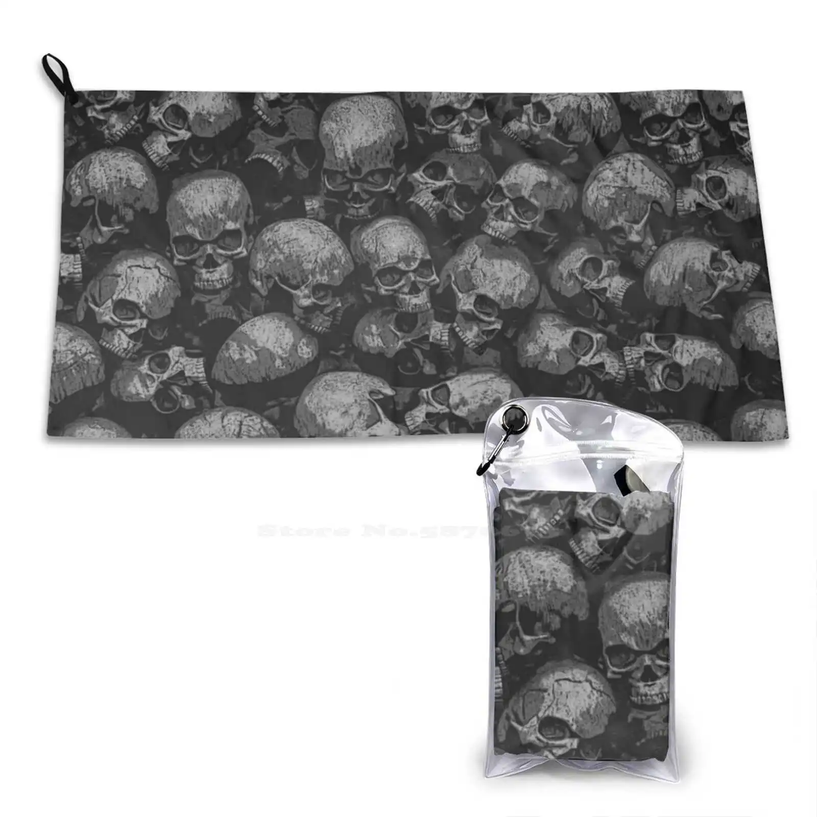 Totally Gothic 3D Print Towel Sport Soft Towel Skulls Gothic Pattern Macabre Death Skeleton Grunge Horror Halloween Bones Black