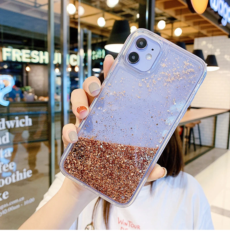 샤이니 글로드 실버 퀵샌드 케이스, 아이폰 14, 15, 16 프로 맥스, 다이나믹 브릴란트, 액체 커버, 아이폰 13, 쉘 여성용