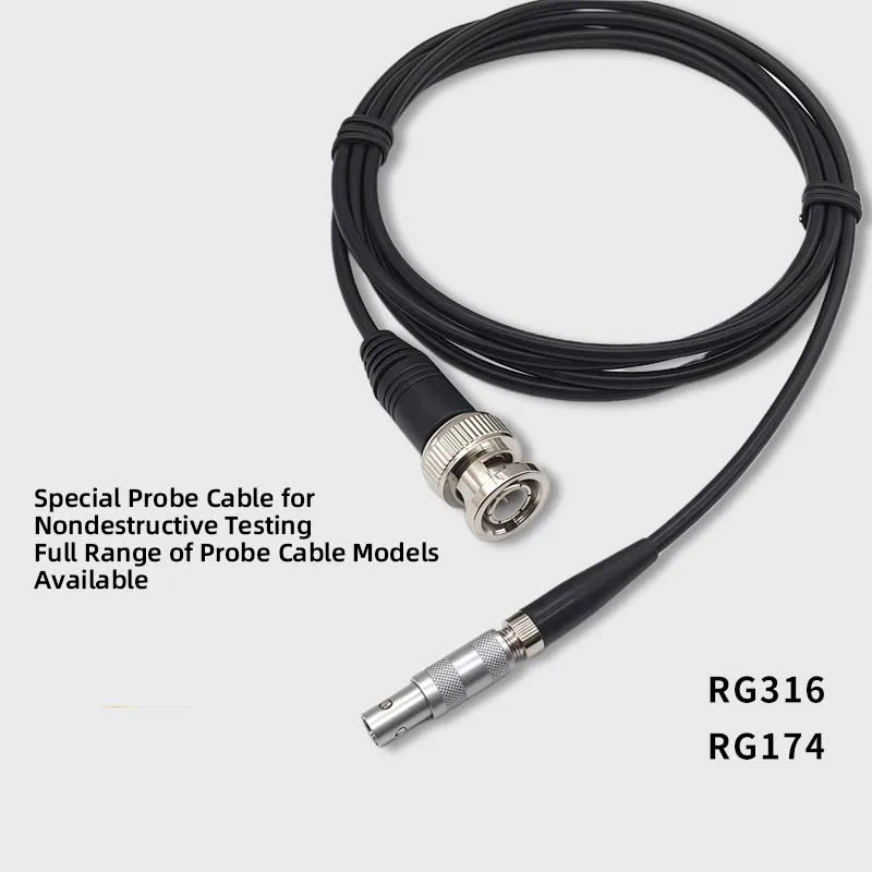 Ultrasonic Oscilloscope Connection Cable: 00S to BNC, Specialized Flaw Detection Probe Cable with C5Q9 Connector