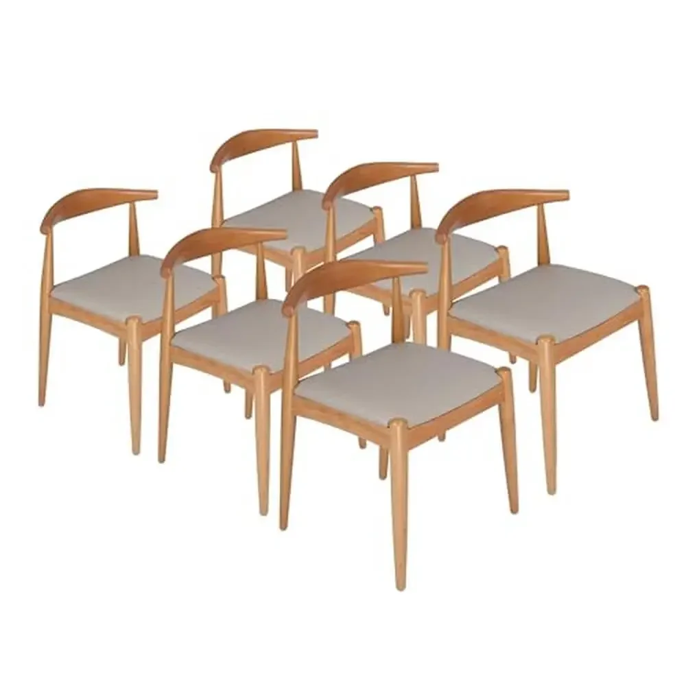 

Mid Century Wooden Dining Chairs Set of 6 with Ergonomic Backrest High Load Capacity Non-Slip Pads Home Office Cafe Kitchen