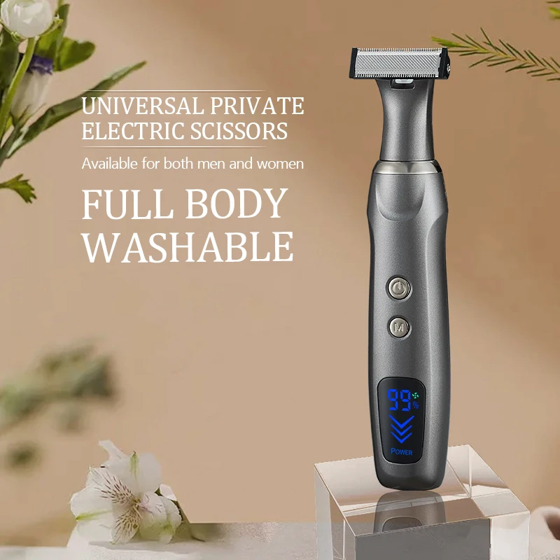 Kemei KM-1903 Unisex Private Electric Trimmer Electric Hair Shaver with LCD Display – All-in-One Full Body Hair Removal Device