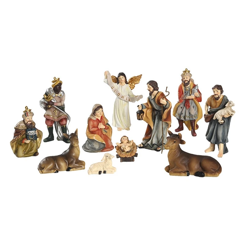 Nativity Set, Christmas Nativity Scene, Hand Drawn Christmas Nativity Scene, Manger Set Ornaments Religious Collection Durable