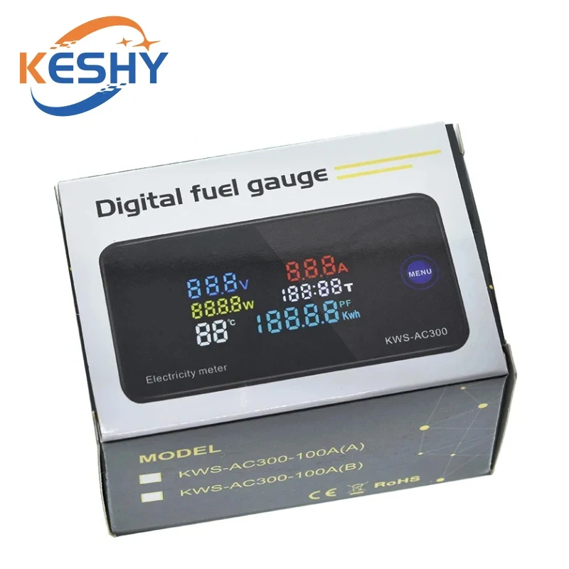 AC 50-300V Voltmeter Ammeter KWS Power Energy Meter LED Digital AC Wattmeter Electric Meter with Reset Function 0-100A