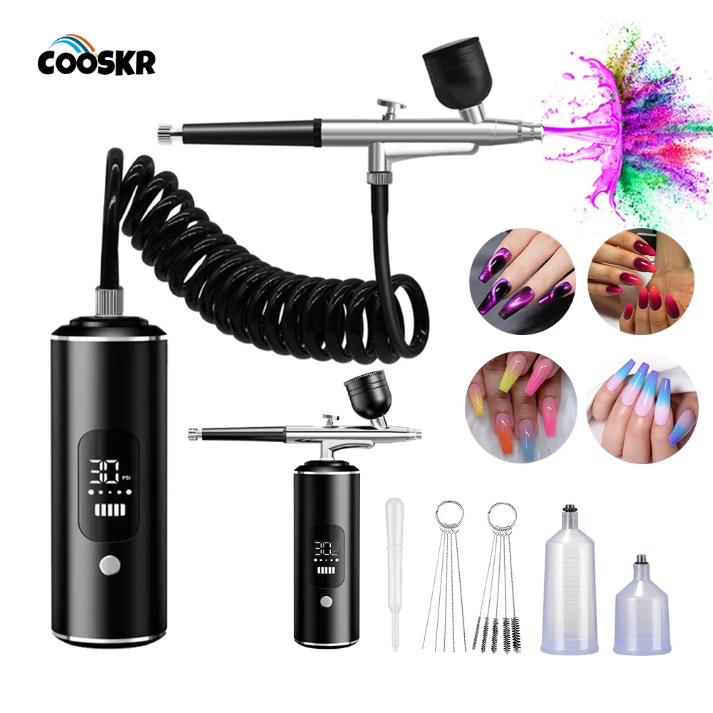 

Portable Airbrush Nails Art With Compressor Cordless Varnish Sprayer Gun For Nail Art Polish Cake Makeup Painting Airbrush Kits