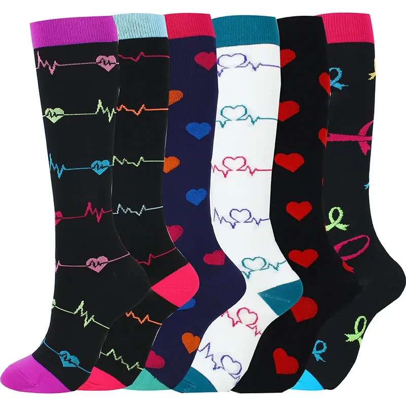 Chaussettes de sport de compression multicolores, motif amusant, ballon d'Halloween, pression des jambes, course à pied, équitation