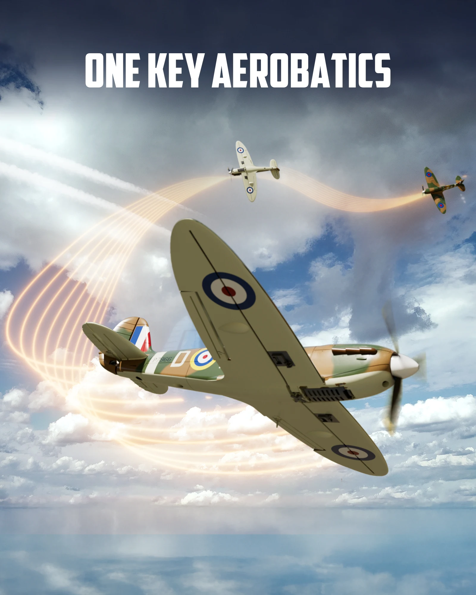 Volantexrc Spitfire 500mm RC avión con Motor sin escobillas acrobacia de una tecla y alarma de batería baja RC Fighter 2,4G 4CH RTF avión