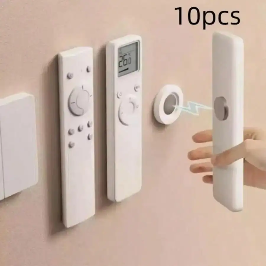 10 Pcs Magnetic Invisible Suction Cup Remote Control Holder Set, Suitable For Various Household Appliances, Plug Storage, Traceless Nail-Free Wall Decoration, Easy-To-Install Practical Hooks, Cable Management, And Equipment Remote Control Storage