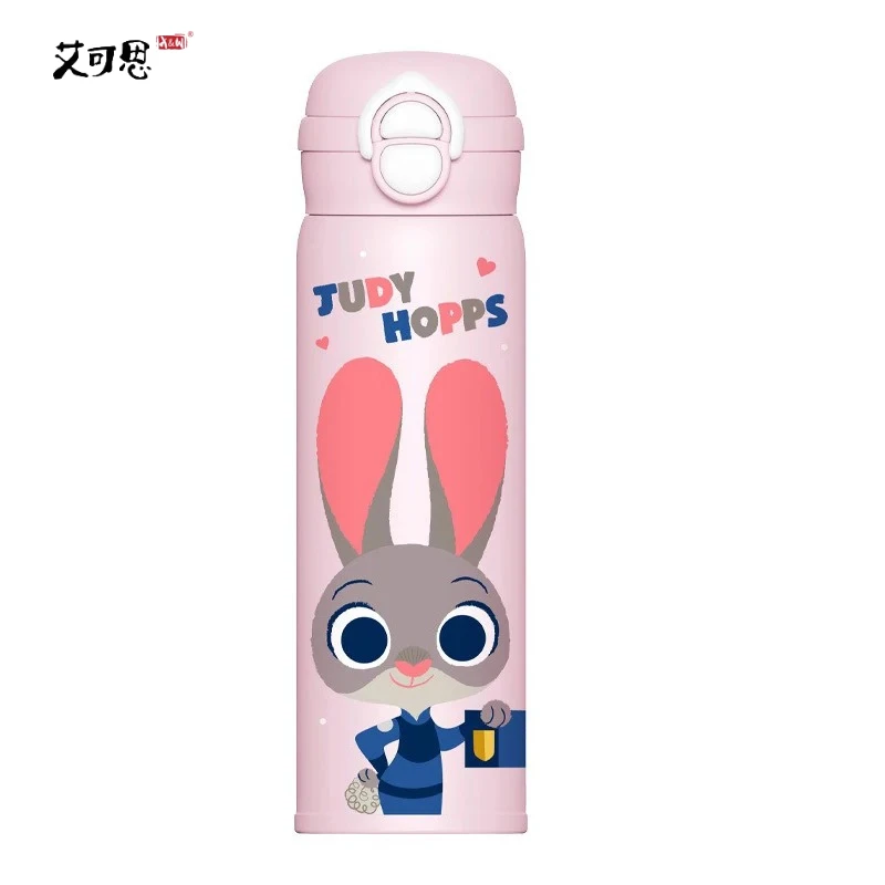 

X&W Cartoon Water Bottle Nick Judy Stitch Bullet Lid Double Drink Thermos Cups for Hot and Cold Portable Insulated Cup Kid Gift