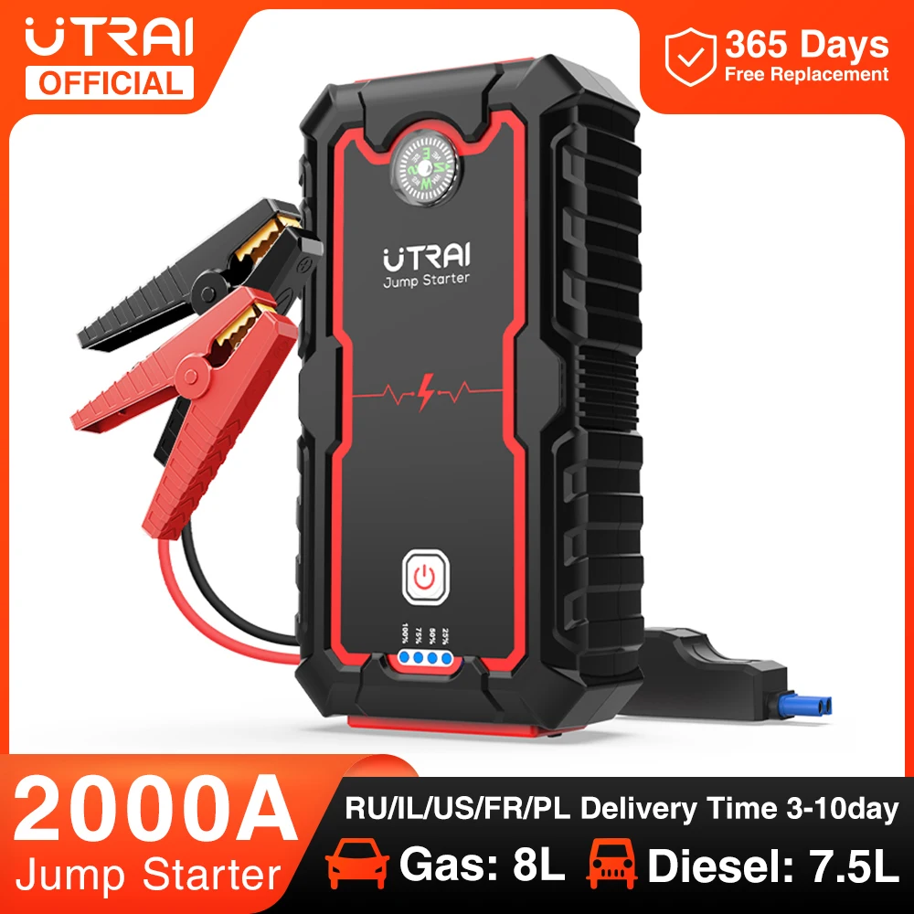 UTRAI 22000mAh Battery Jump Starter 2000A For 8.0L/6.0L Emergency Car Jump Starter Power Bank Charger Car Propulsion Booster