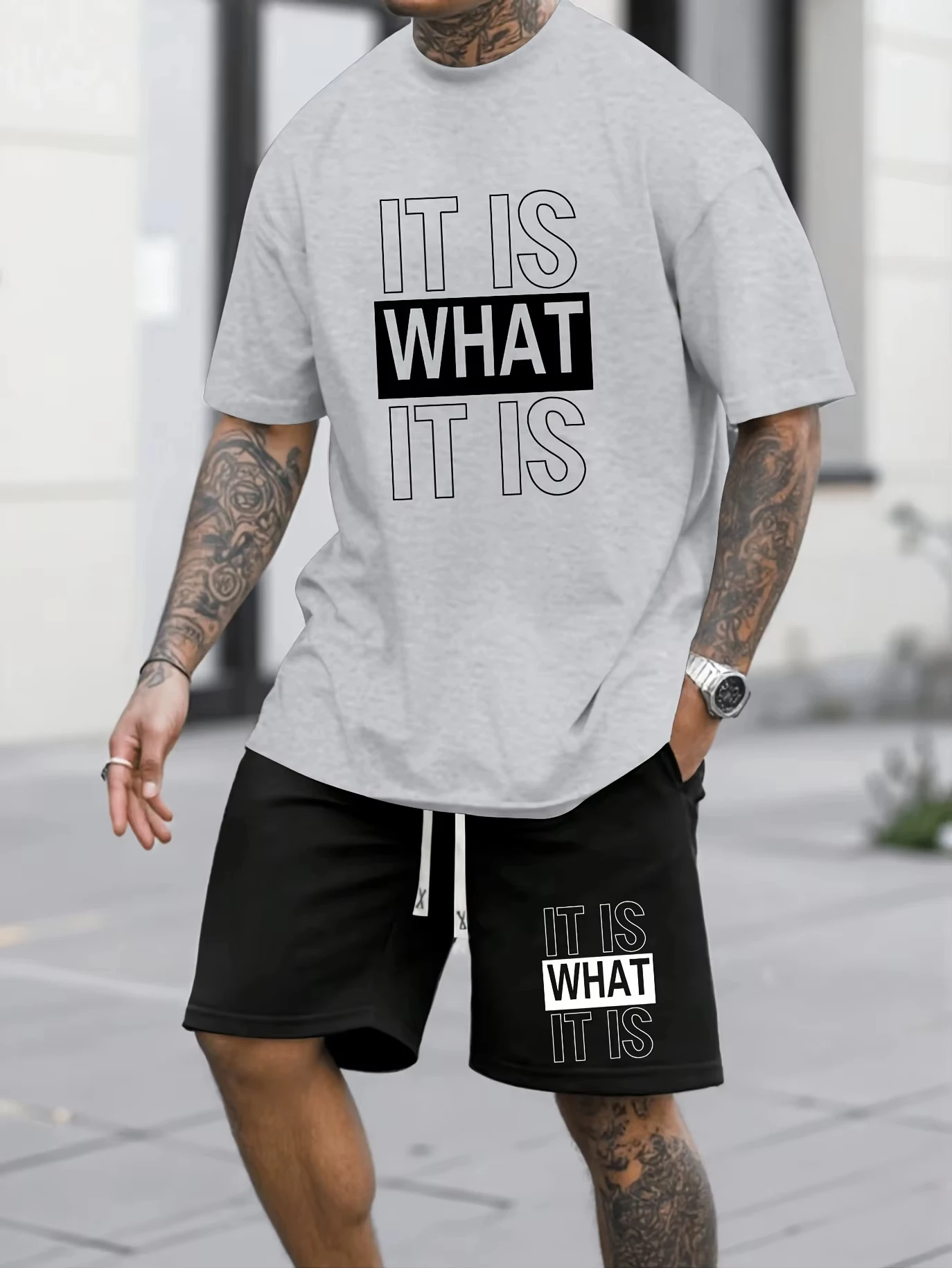 

Men's Casual Los Angeles Letter Print Comfortable Short-Sleeve T-Shirt and Shorts Set Cool and Comfortable Summer Clothing Set