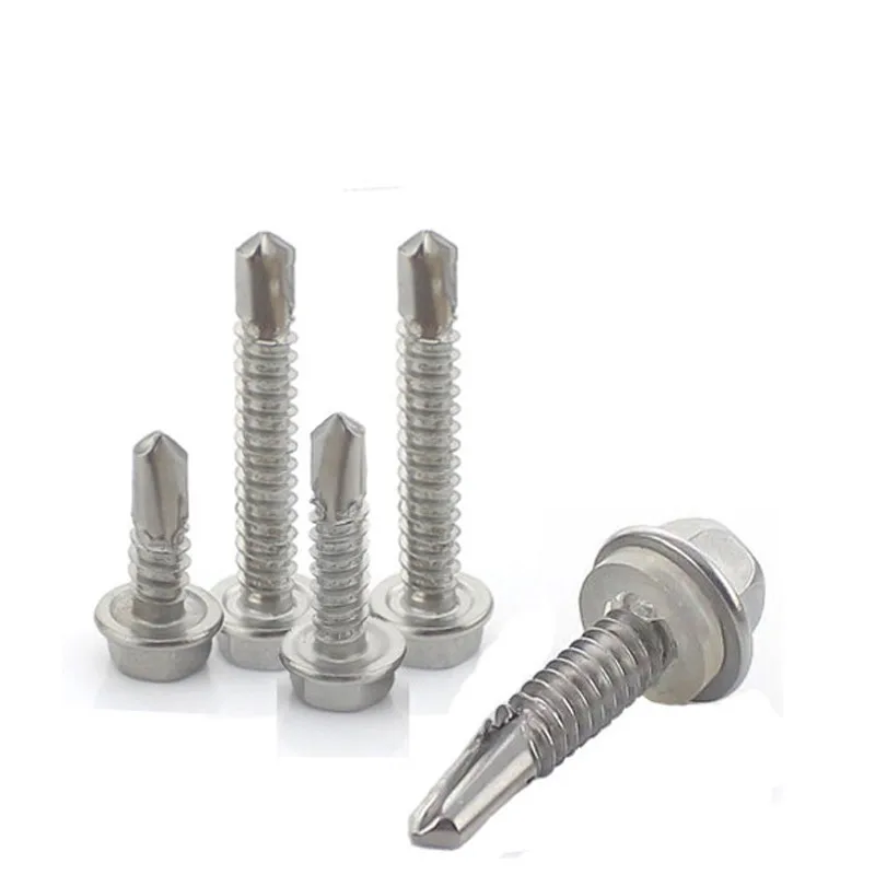 10pcs 410 Stainless Steel Washer Head External Hex Hexagon Self Drilling Tapping Screw M5.5 M6.3