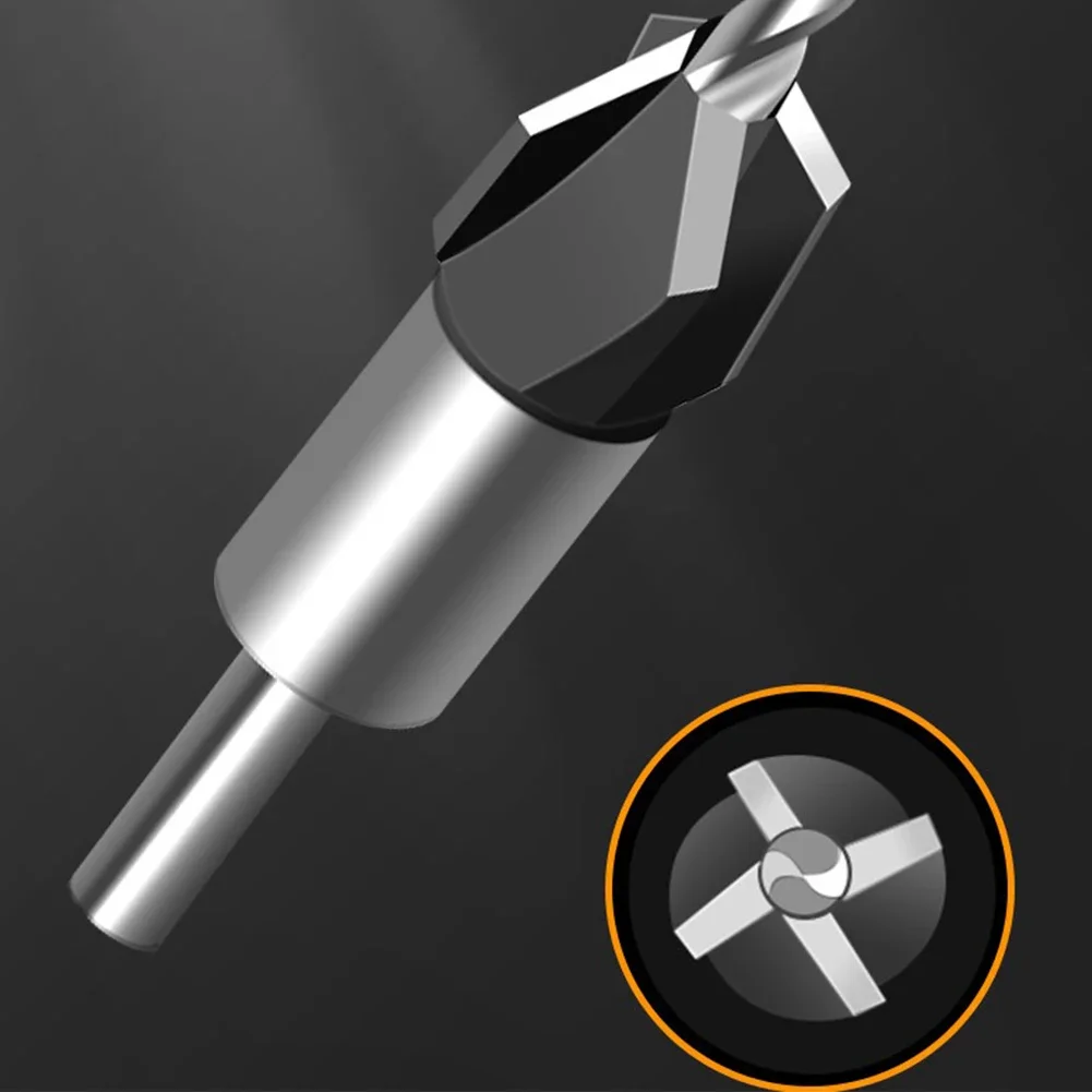 Countersink เจาะ Bits ความลึกหยุด Hex Shank Hole เปิดไม้อลูมิเนียมจํากัด 4 ใบมีดเจาะเครื่องมือ Chamfering