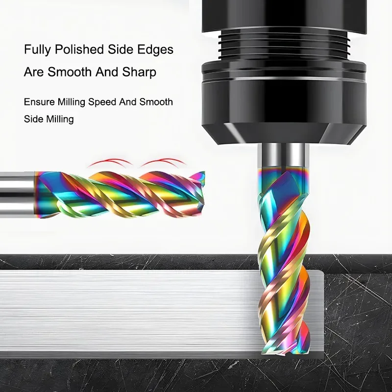 HRC55 3F End Mill 3 Flutes Aluminum Milling Cutter 123456789   20 Tungsten Carbide DLC Coated CNC High Performance Machining Too