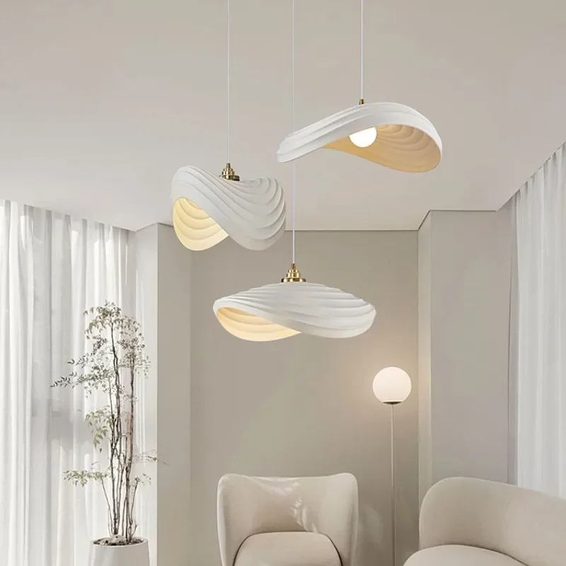 Modern Minimalism E27 Led Pendant Lights Nordic Dining Room Wabi Sabi Resin Suspend Lamp Bar Macaron Droplight Led Lamp Fixtures