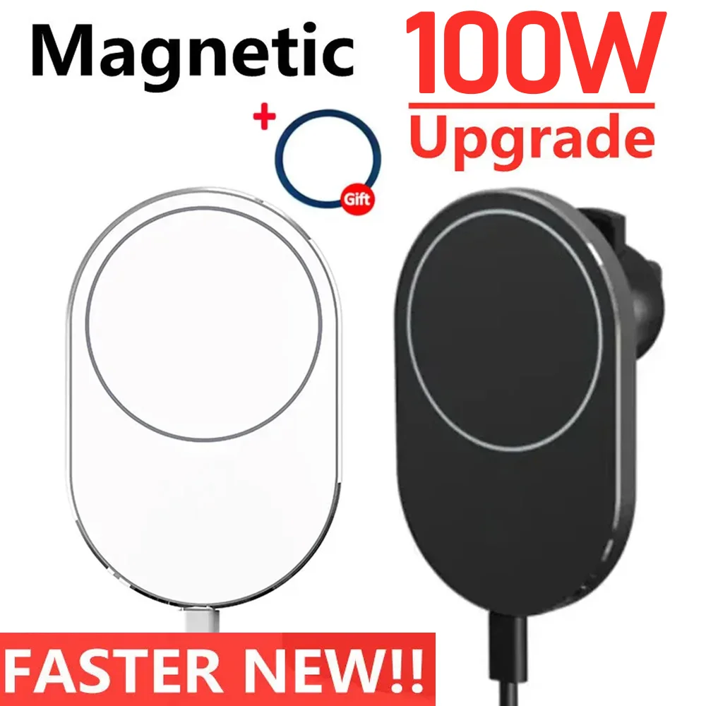 Magsafe用磁気携帯電話カーホルダー,ワイヤレス充電器,100w,qi,ホルダーアクセサリー,iPhone 12,13,14,15 pro max