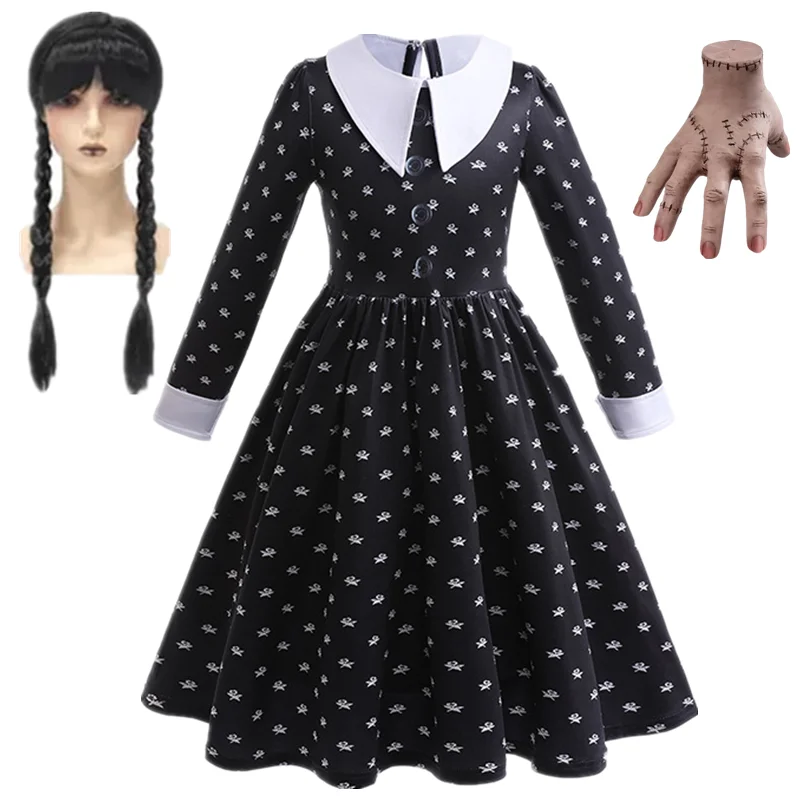 Wednesday Costume Girl 2024 Hot Moive Wednesday Girls Halloween Costume Easter Carnival Halloween Costume for Kids