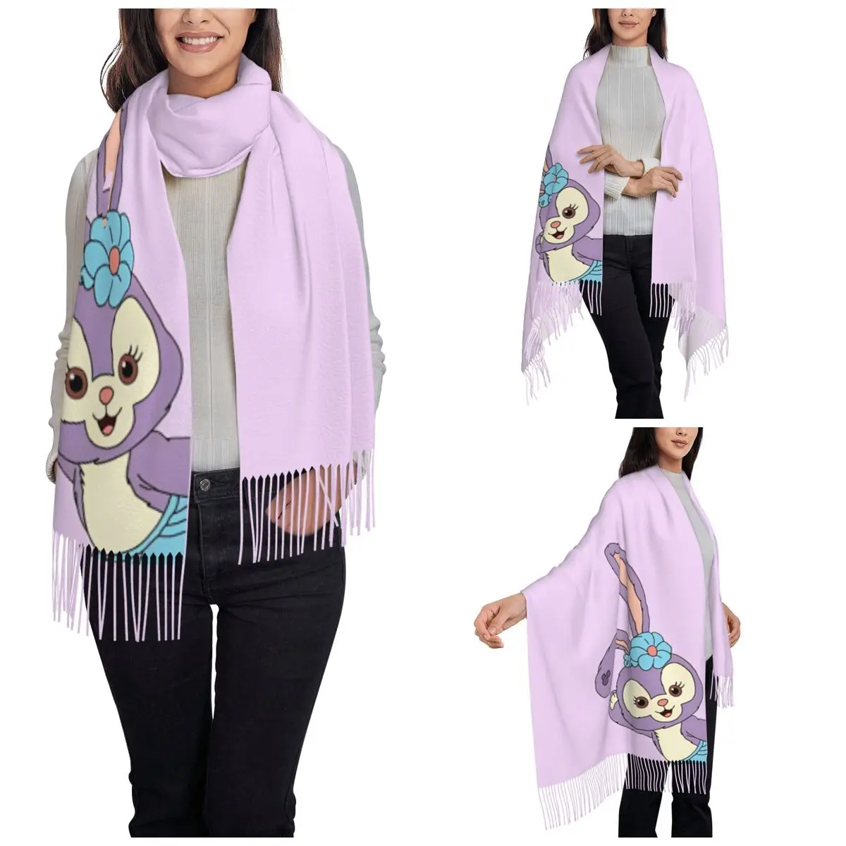 StellaLou Cartoon Karakter Sjaal voor Dames Winter Warm Pashmina Sjaal Wrap Lange Grote Sjaal Sjaal Lichtgewicht