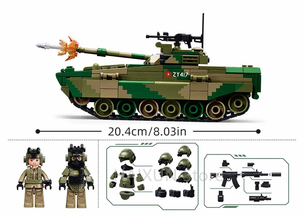 Briques de construction Sluban Building boy ZBD-04AS Véhicule blindé - Avec 2 figurines Puzzle jouet militaire char jouet cadeau