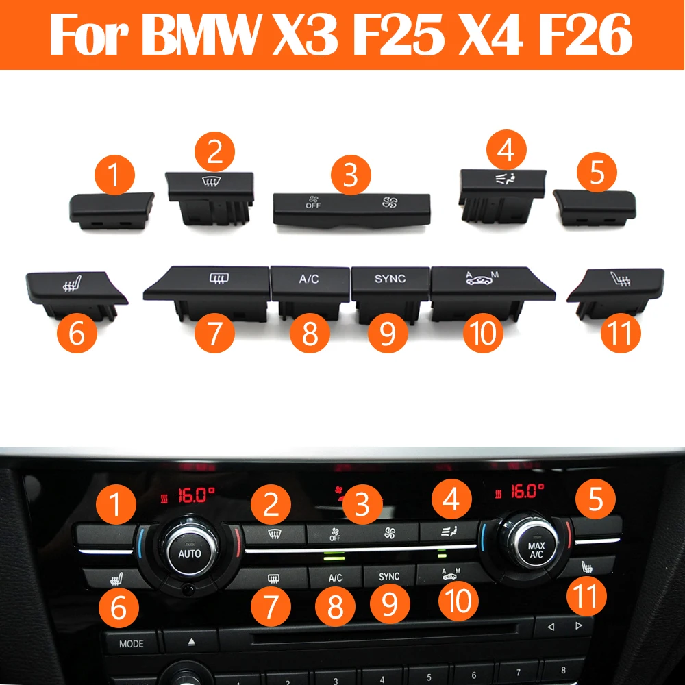 

Car Dashboard Air Conditioning AC Climate Ventilation Control Volume Push Button For BMW X3 F25 X4 F26 2013-2018 64116825513 ﻿
