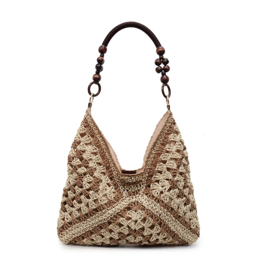 

Hollow Out Straw Woven Bag Tote Bag Beach Handbag Bohemian Beach Bag Bucket Bag Large Capacity Hollow Shoulder Bag Streetwear