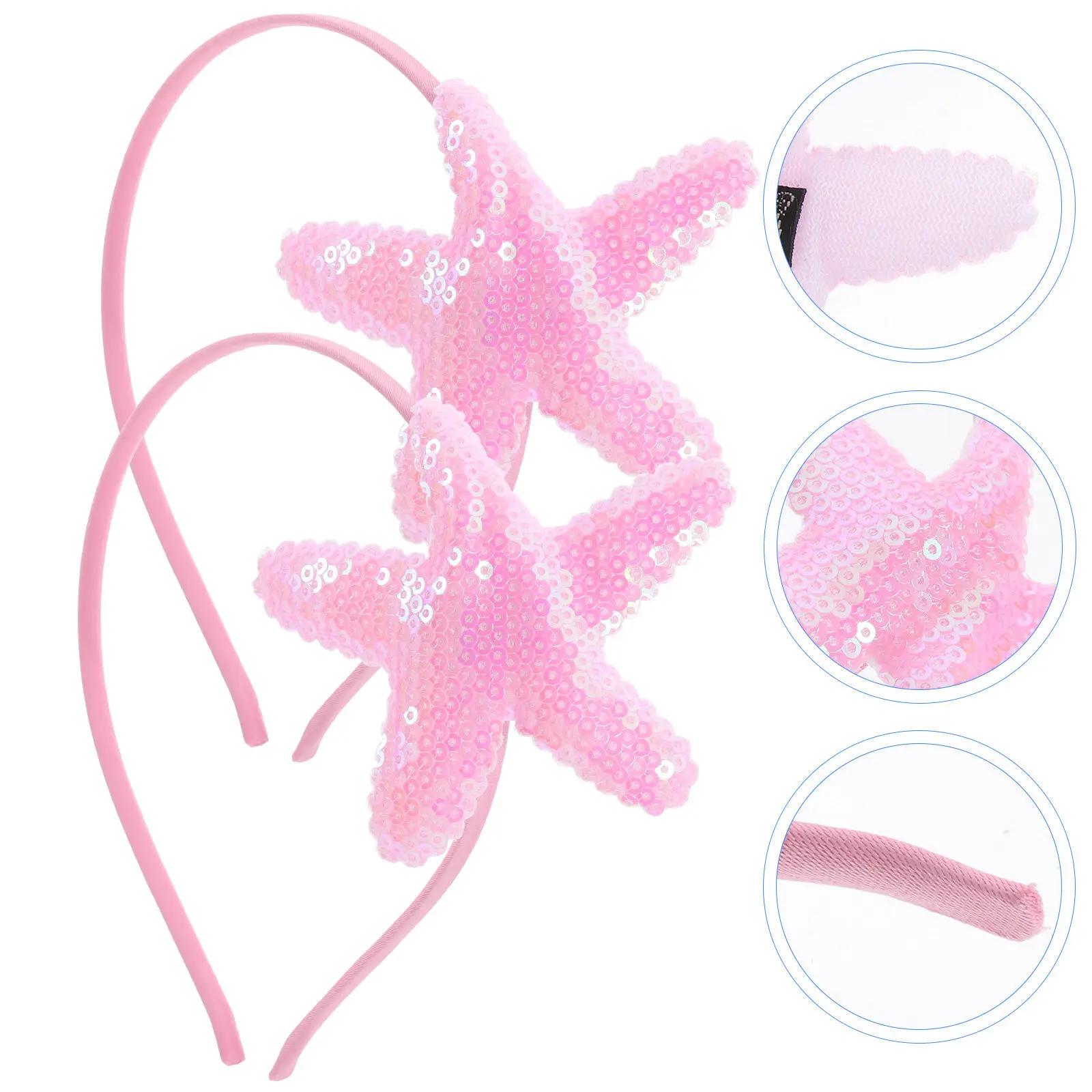 

2 шт. Детские повязки на голову с морскими звездами, блестящие повязки для волос для девочек, аксессуары для волос, пляжные повязки для маленьких девочек и детей