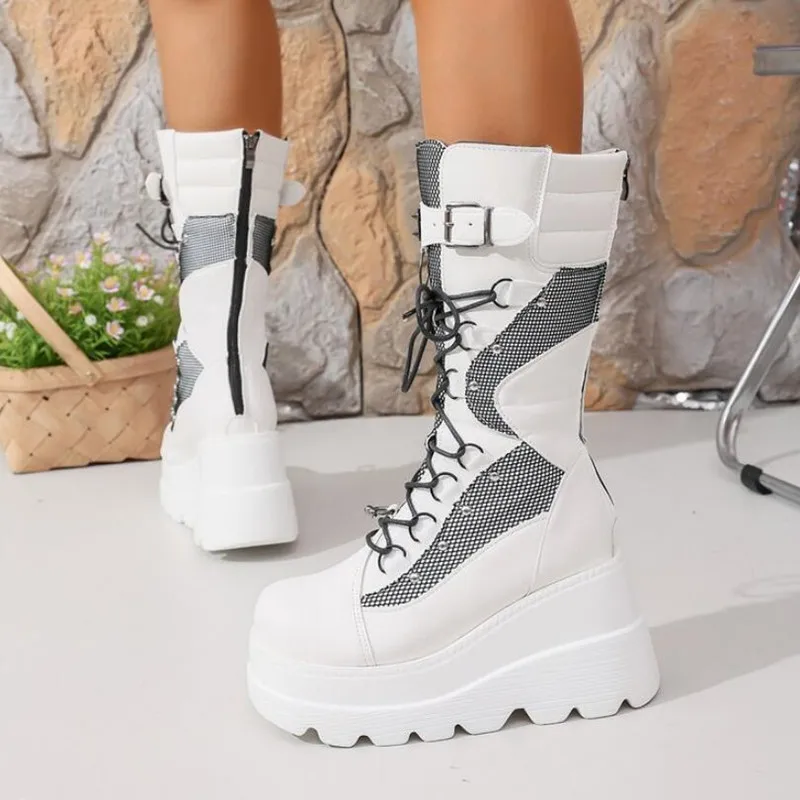 

Новые брендовые женские ботинки на платформе в готическом стиле, модные женские ботинки на высоком каблуке с заклепками и пряжкой в стиле панк, вечерние уличные женские туфли для косплея