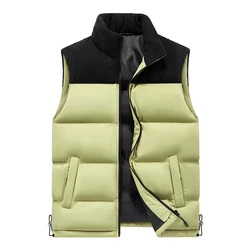 2024 Men Vest Jacket Sleeveless Casual Autumn Winter Warm Working Vest Thicken Padded Coat Waistcoat Work Wear Clothing Oversize