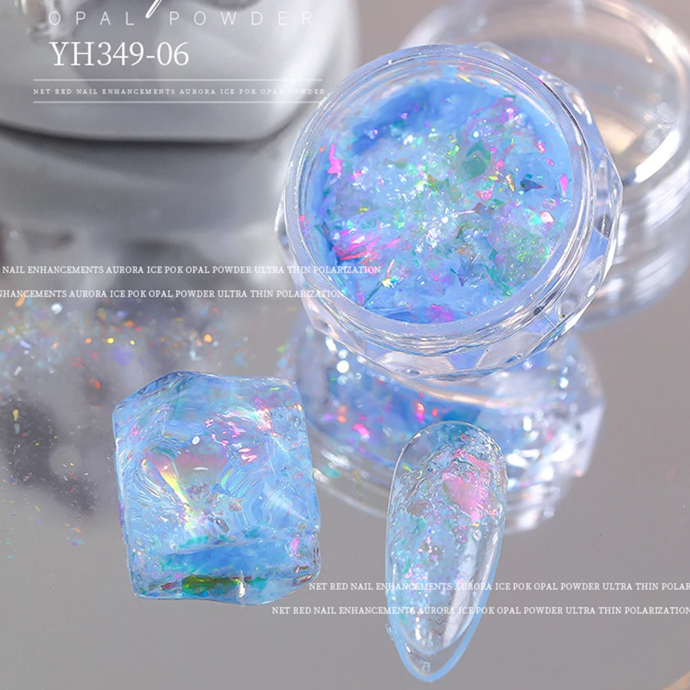 1pc Mermaid Aurora Opal Nail Powder Iridescent Opal Nail Glitter 3D Flakes Irregular DIY Sequins Nail Gel Polish Decoration